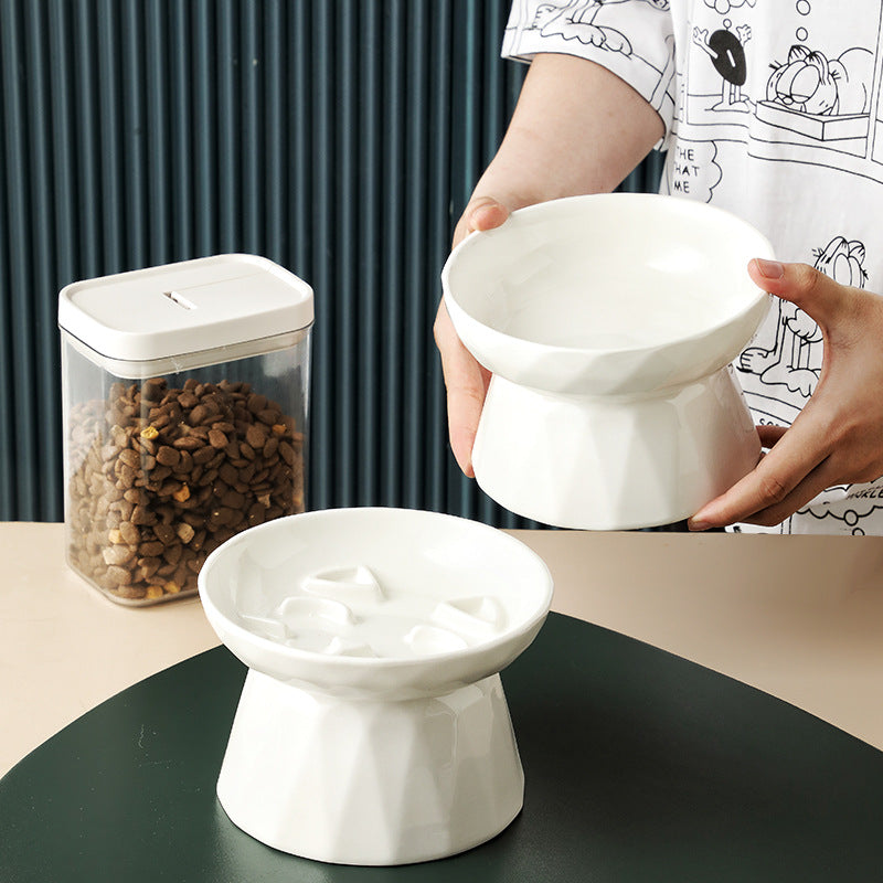 Elevated cat bowl feeder that protects spine