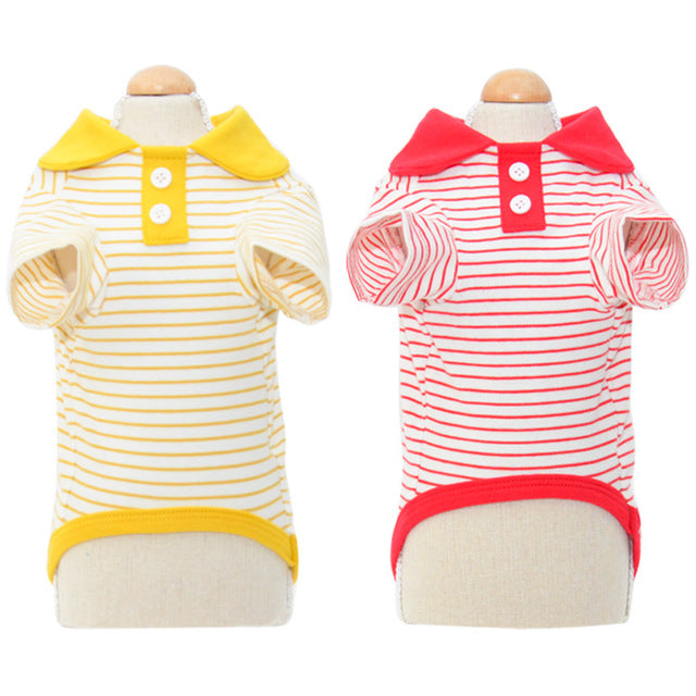 Color Striped Polo T-shirt For Pet Dog Cat
