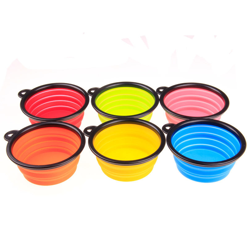 Folded silicone pet bowl