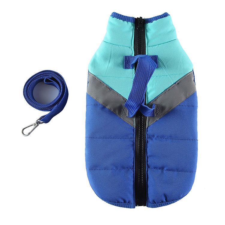 Winter Cotton Padded Clothes With Leash, Keep Pets Warm