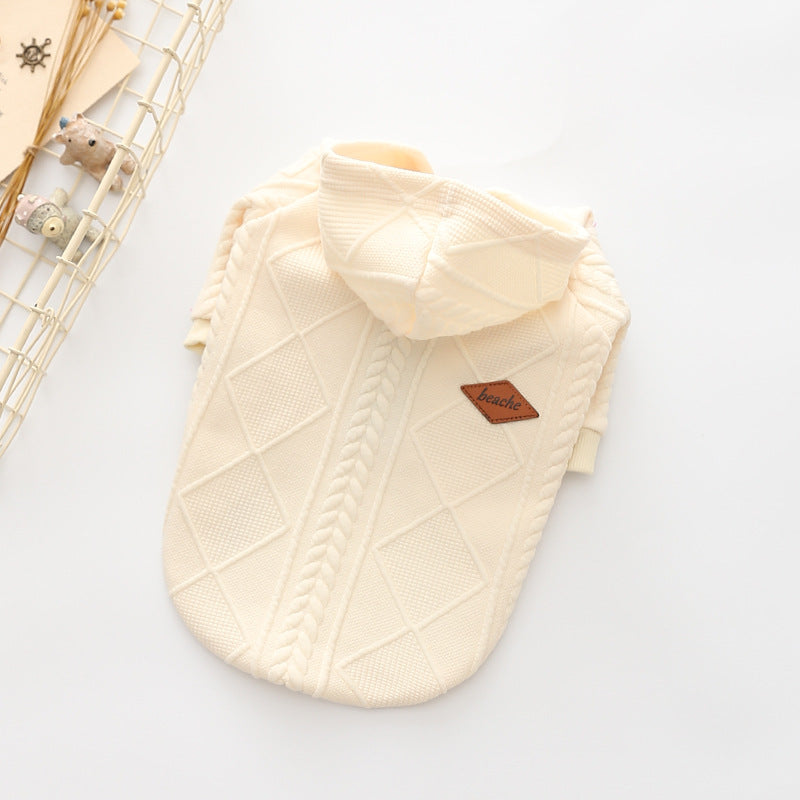 Clean Knit Sweater with Zipper Clothes for Pets