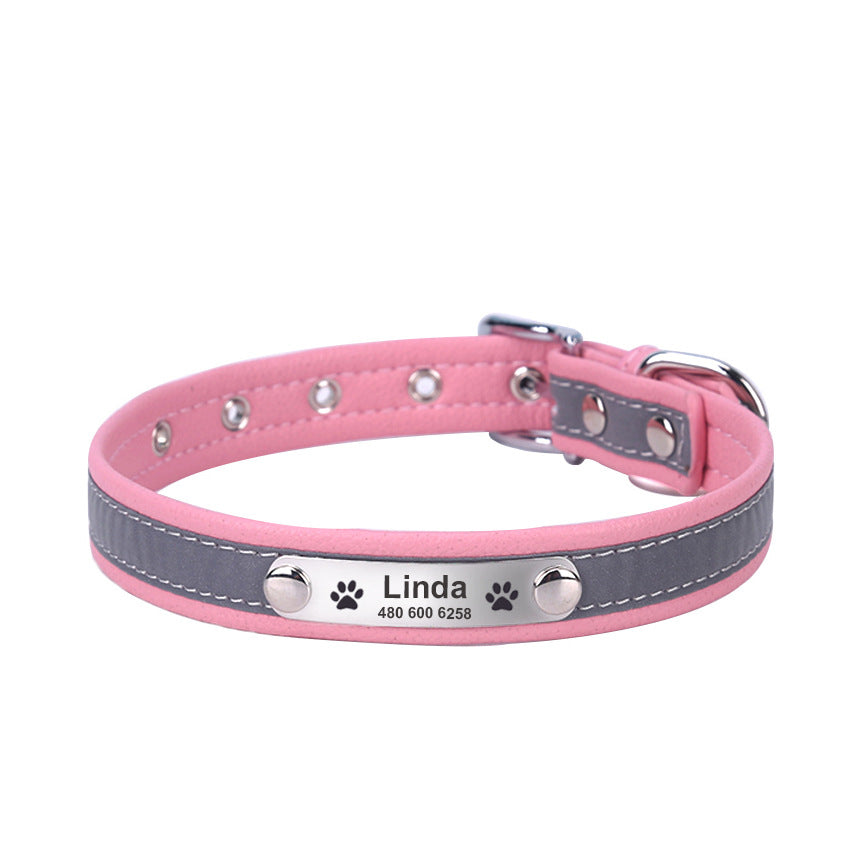 Reflective Lettering Microfiber Soft Cat Dog Collar
