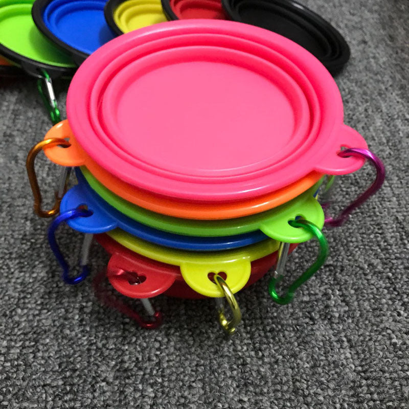 Folded silicone pet bowl