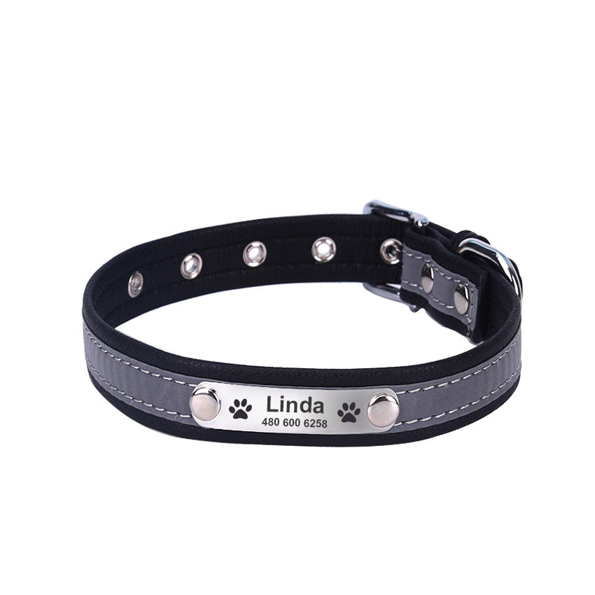 Reflective Lettering Microfiber Soft Cat Dog Collar