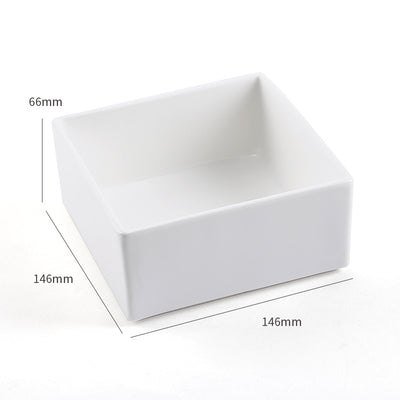 Square Colorful Ceramic Dog Cat Pet Feeding Bowl With Bamboo Tray