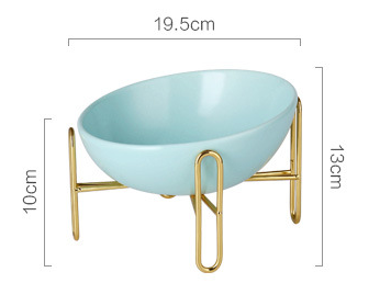Raised Ceramic Cat And Dog Bowl with Metal Stand