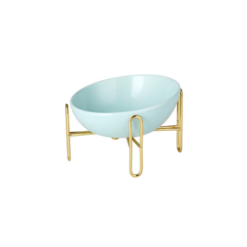 Raised Ceramic Cat And Dog Bowl with Metal Stand