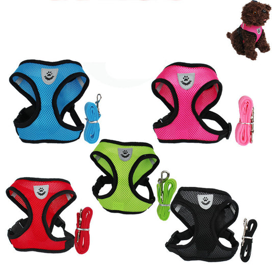 Pet chest strap harness and leash set