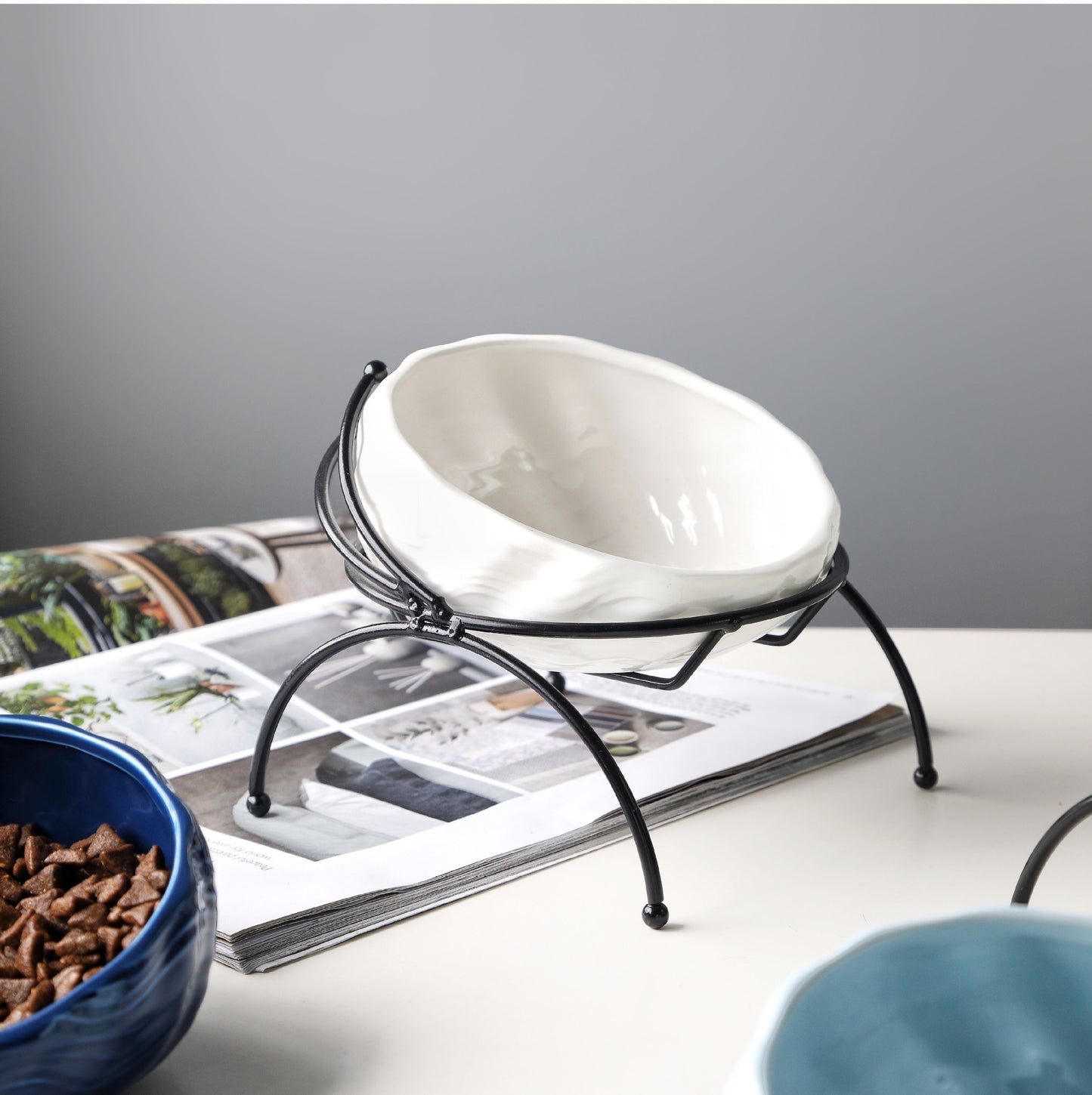 Ceramic Elevated Dog Cat Bowl for Feeding