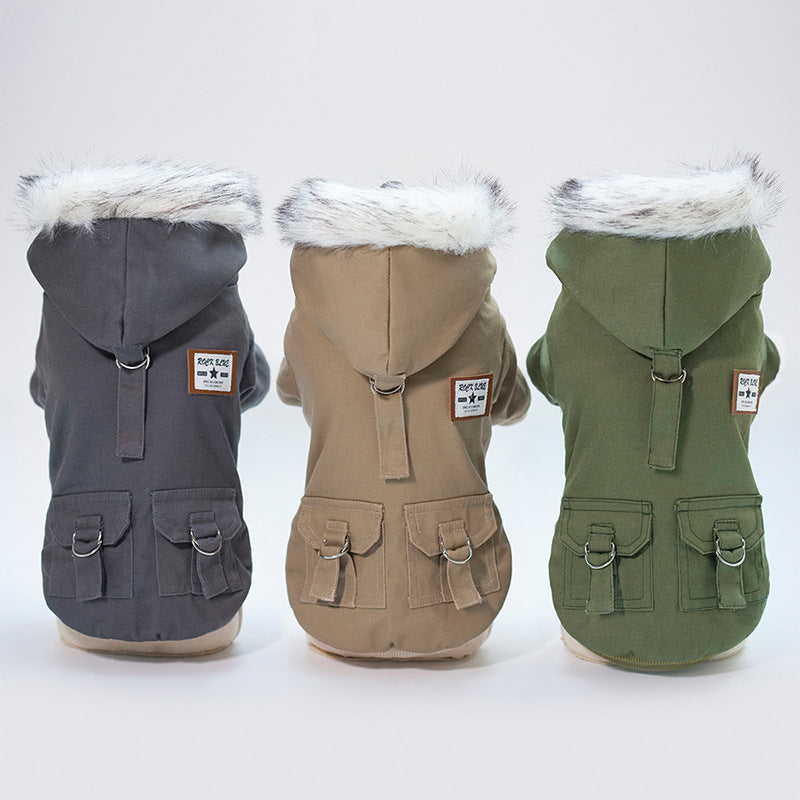 Winter Fur Hoodie Coat for Small Dogs