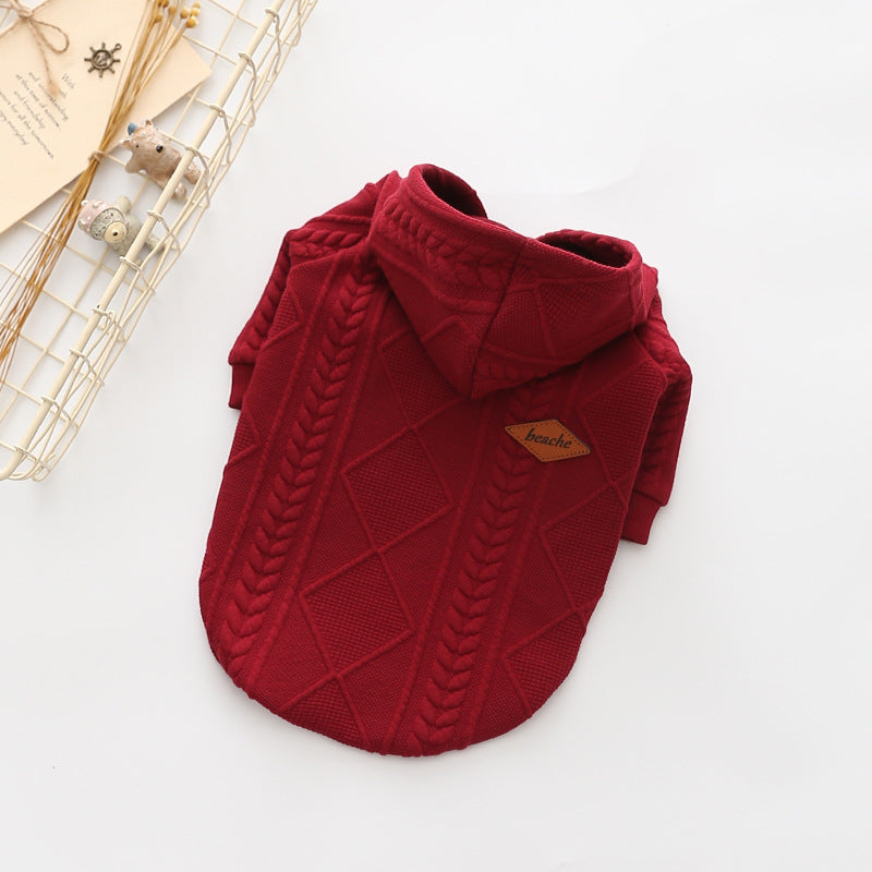 Clean Knit Sweater with Zipper Clothes for Pets