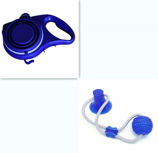 Dog leash with water bottle, cup and rope