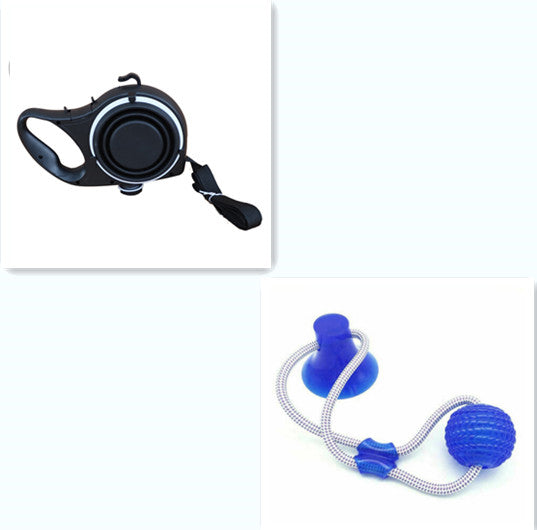 Dog leash with water bottle, cup and rope