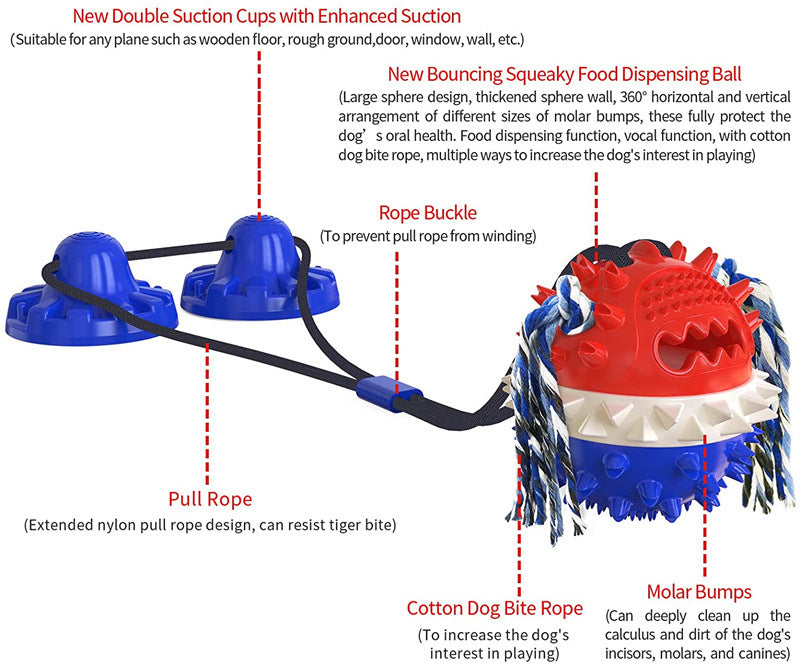 Aggressive Chew Dog Toy with Indestructible Suction Cup