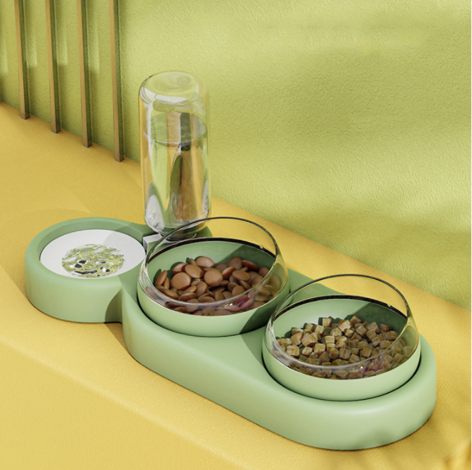 Pet Automatic Feeder Food Bowl With Water Fountain
