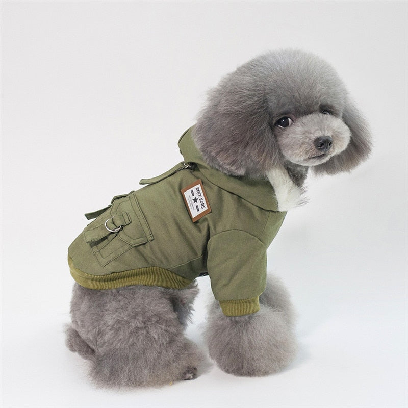 Winter Fur Hoodie Coat for Small Dogs