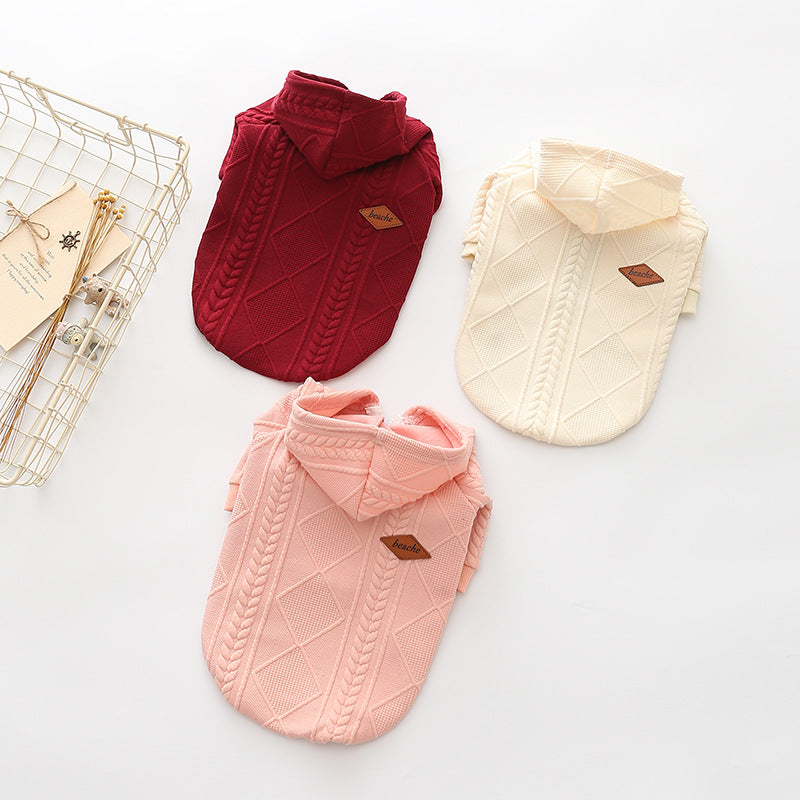 Clean Knit Sweater with Zipper Clothes for Pets