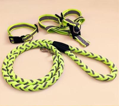 Pet Reflective Dog Leash With Collar Set