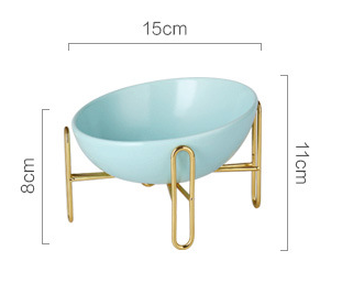 Raised Ceramic Cat And Dog Bowl with Metal Stand