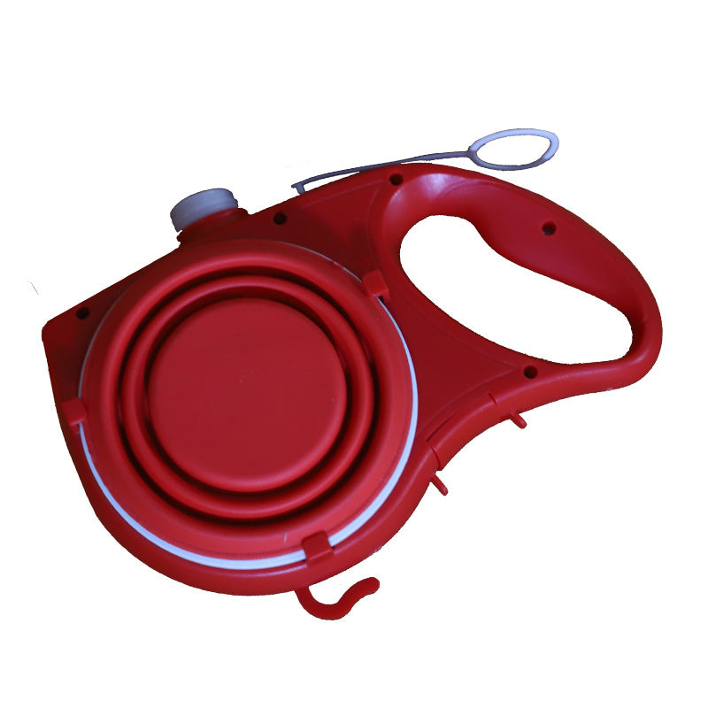 Dog leash with water bottle, cup and rope