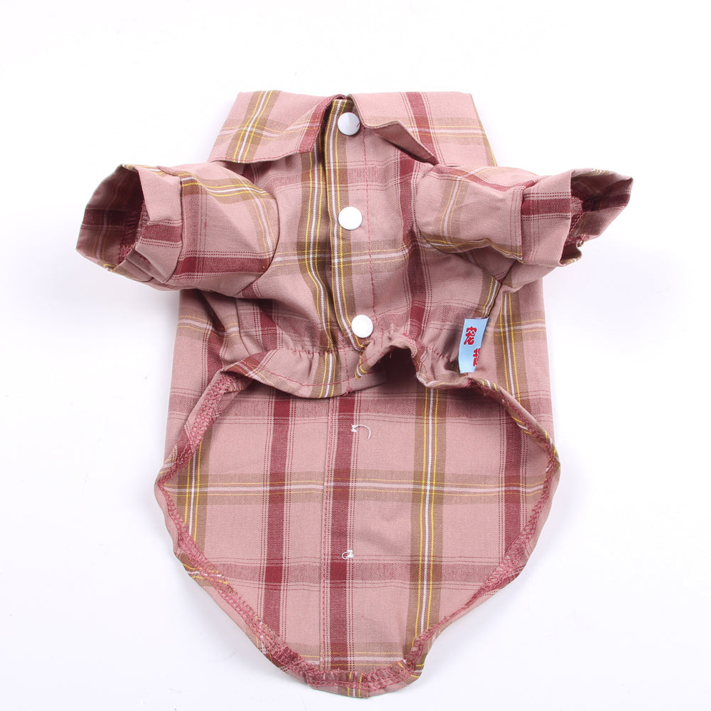 Bear Embroidery Plaid Shirts for Dogs, Cats with Button Down