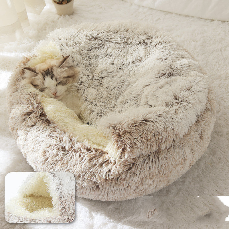 2 In 1 Dog And Cat Soft Long Plush Bed