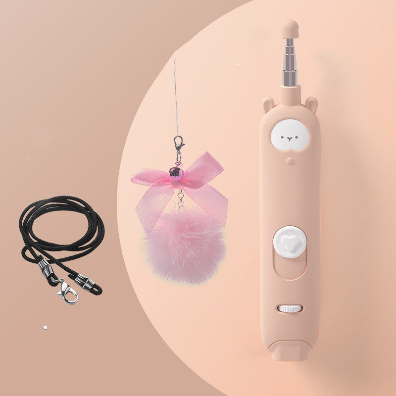 Cat Laser Tease Stick Toy with Feather Bell