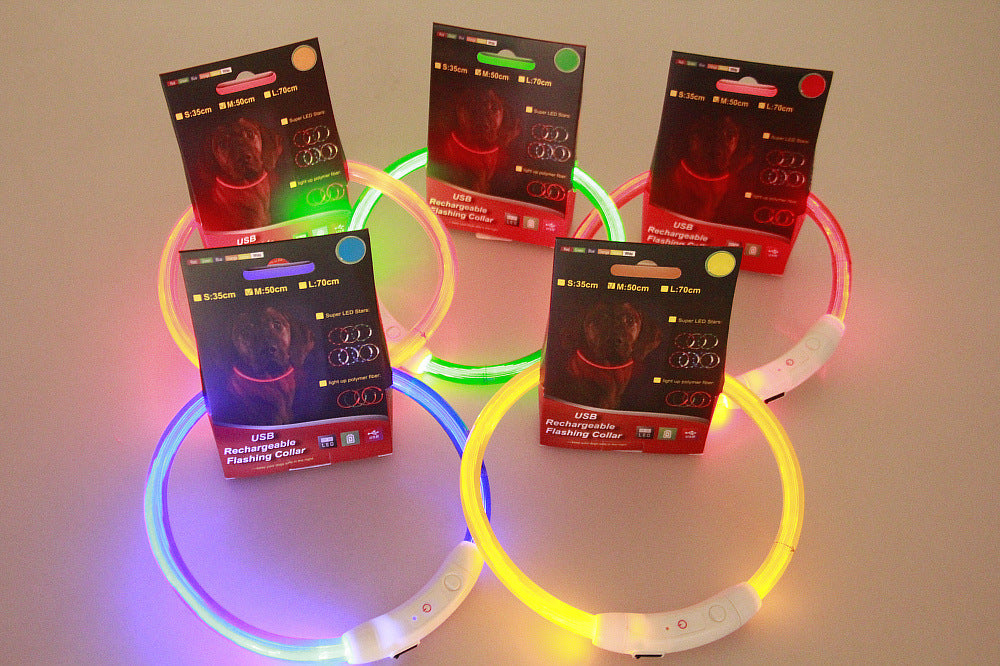 Rechargeable Pet Glowing Necklace And Safety Collar