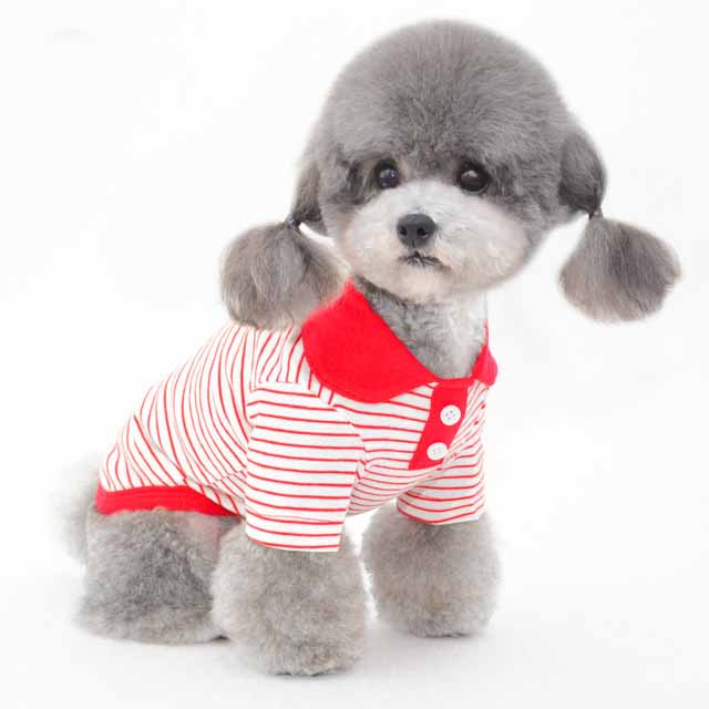 Color Striped Polo T-shirt For Pet Dog Cat