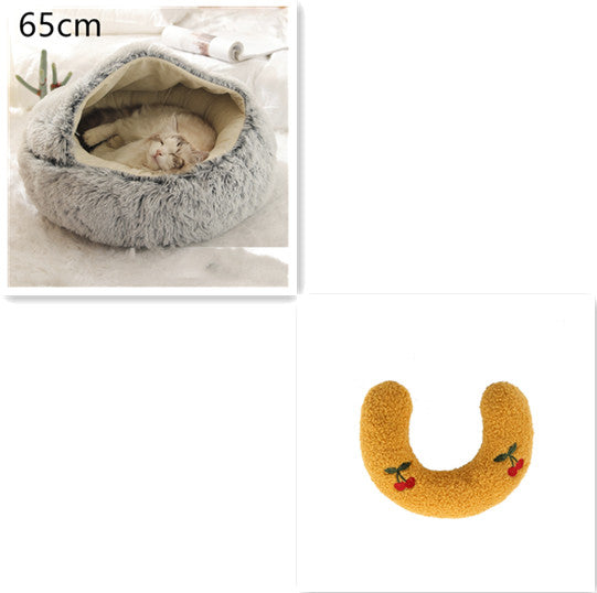 2 In 1 Dog And Cat Soft Long Plush Bed