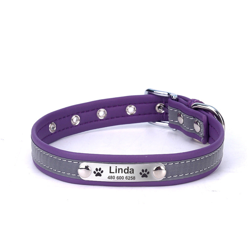 Reflective Lettering Microfiber Soft Cat Dog Collar