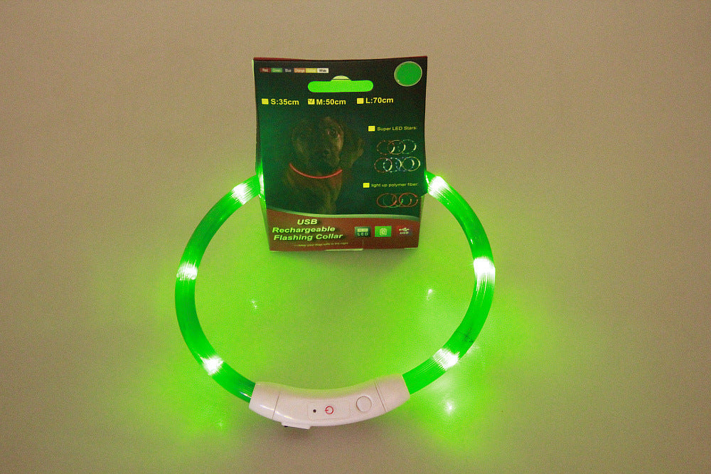 Rechargeable Pet Glowing Necklace And Safety Collar
