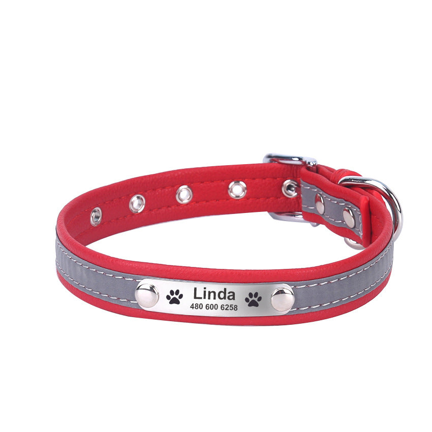 Reflective Lettering Microfiber Soft Cat Dog Collar