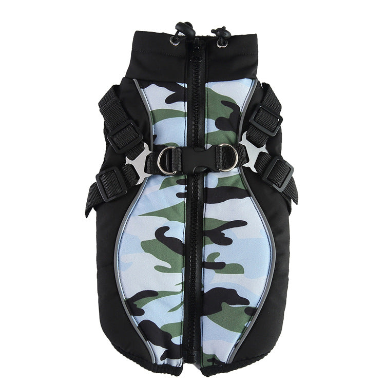 Winter Cotton Padded Clothes With Leash, Keep Pets Warm