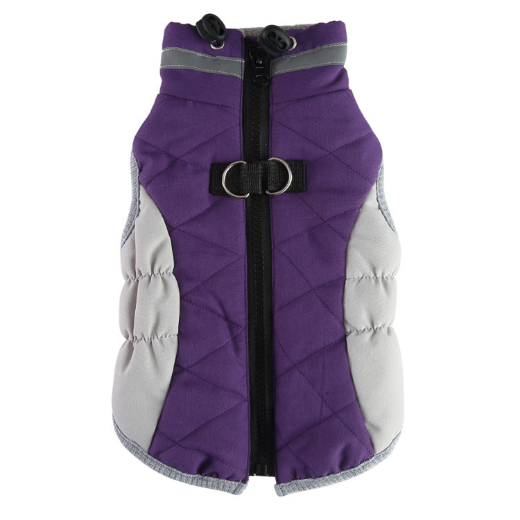 Winter Cotton Padded Clothes With Leash, Keep Pets Warm