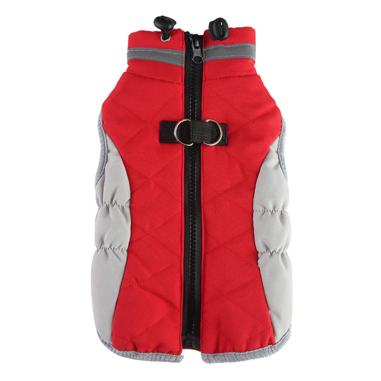 Winter Cotton Padded Clothes With Leash, Keep Pets Warm