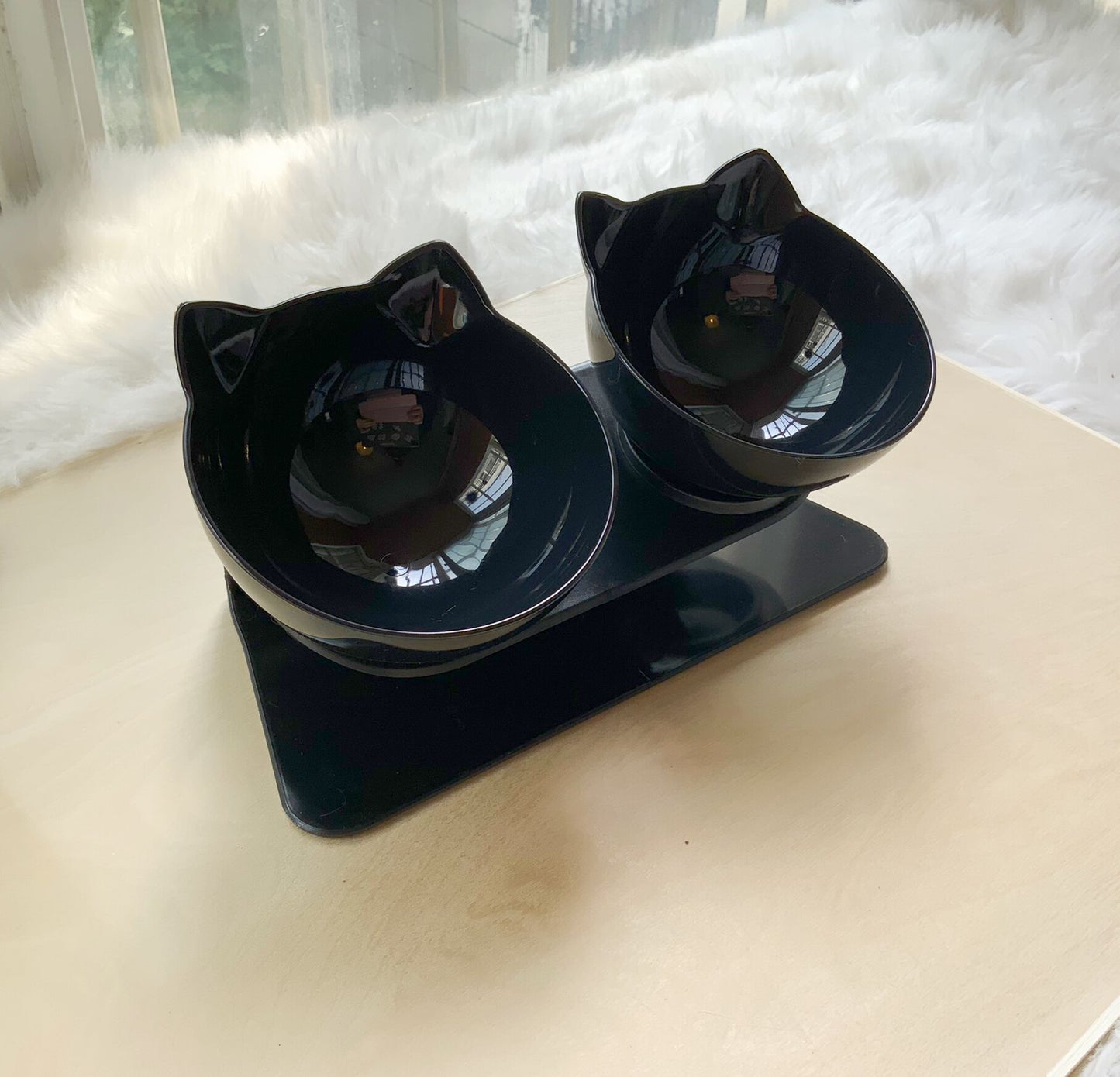 Non Slip Double Cat Bowl And Feeder With Raised Stand