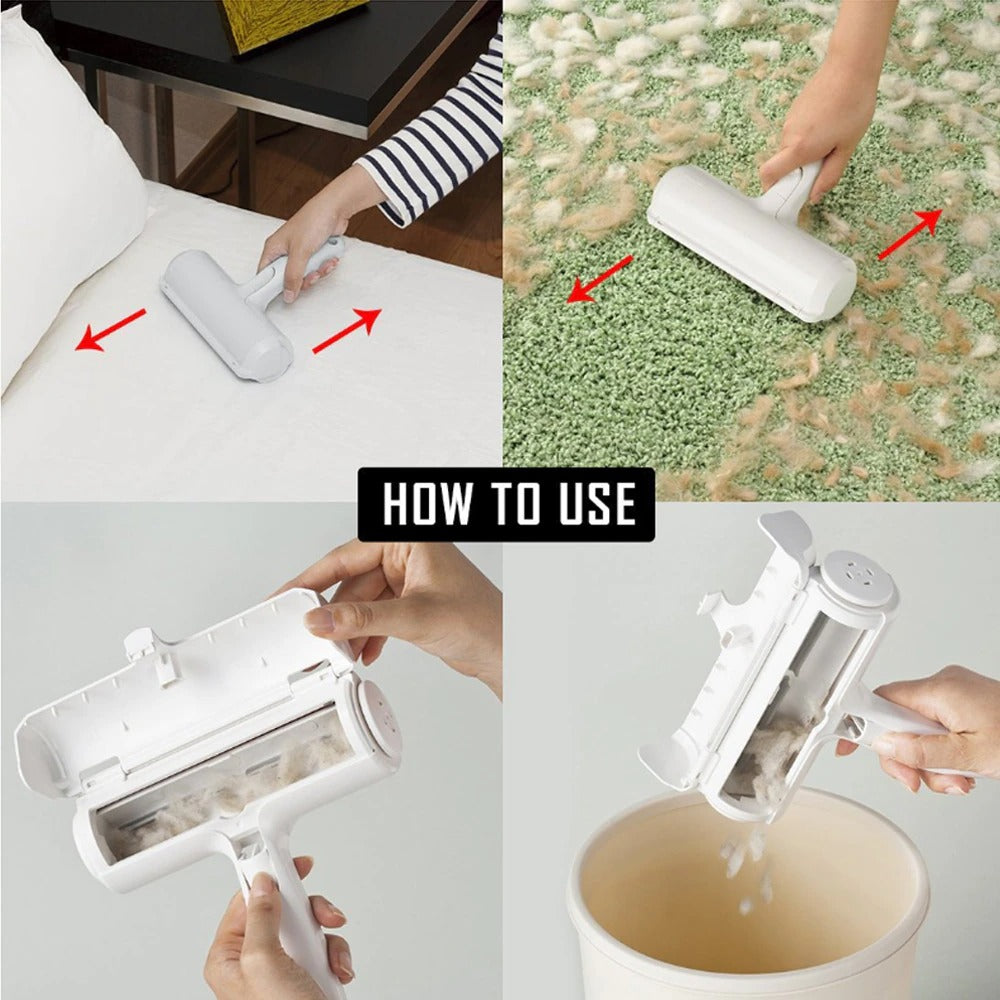 Pet Hair Roller Remover Lint Brush | 2-Way Dog Cat Comb