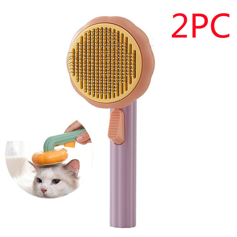 Hand-held Steel Wire Self-cleaning Cat Comb and Looper for Hair Removal