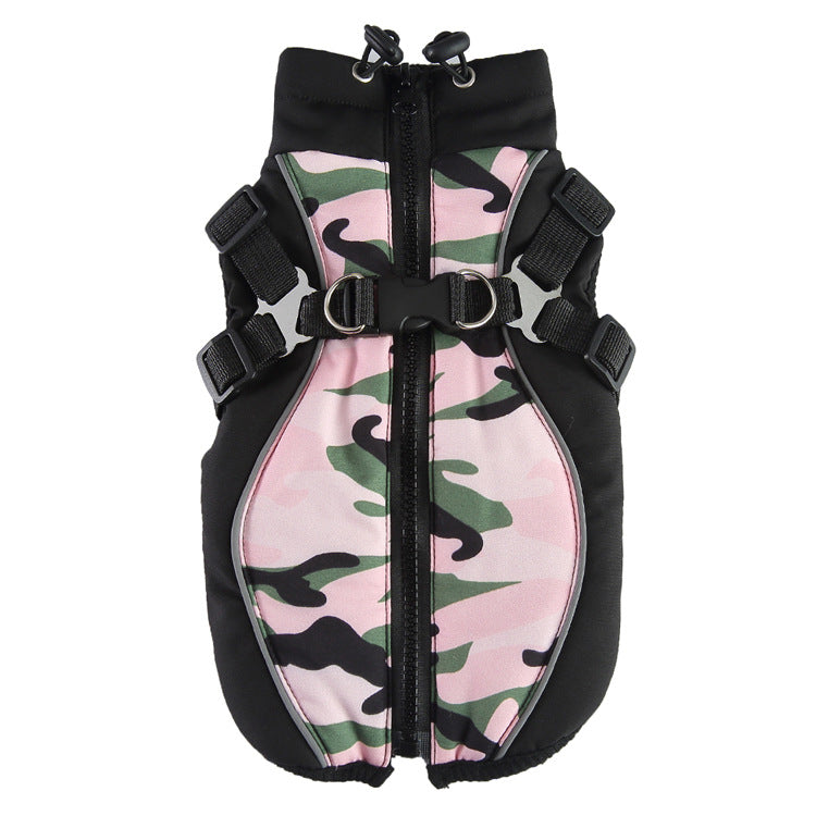 Winter Cotton Padded Clothes With Leash, Keep Pets Warm